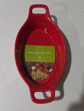 Ash Red Oval Stoneware Baking Dish 0.6 qt